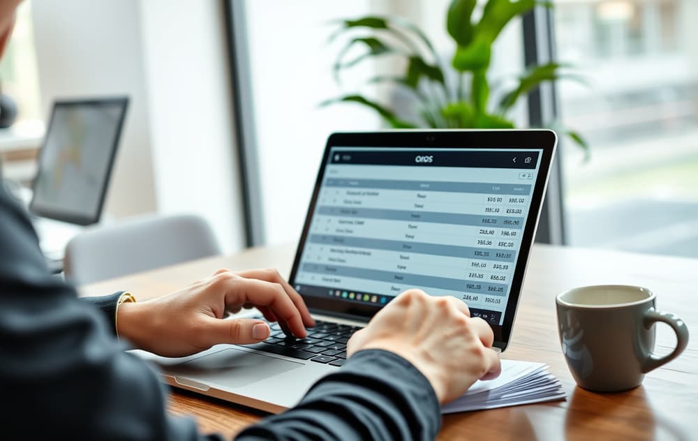 Person som sammenligner fotballodds på laptop med kamper i bakgrunnen